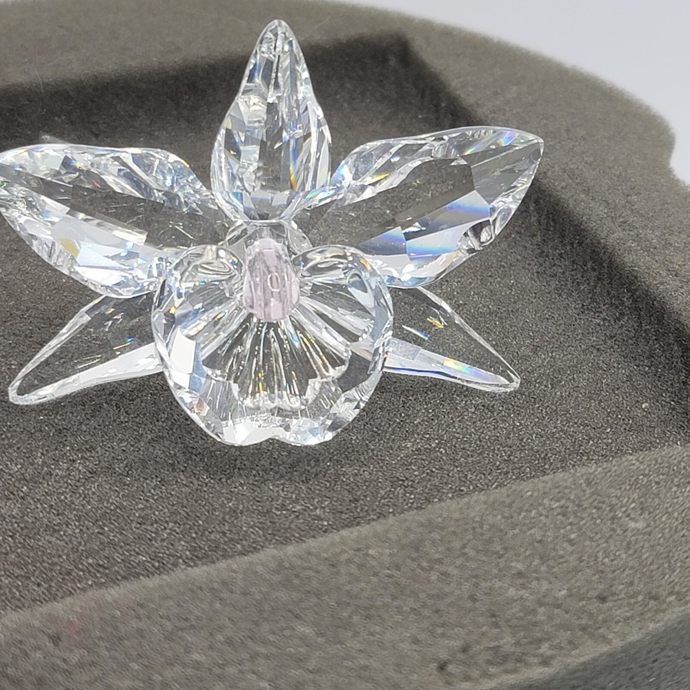 SWAROVSKI Crystal Figurine 3" X.2.5 X 2  Orchid-Pink 7478  -has Foam But  No Box